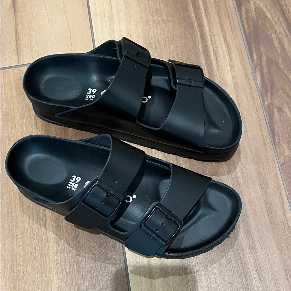 Birkenstock Leather Platform Arizona Black Size 39
